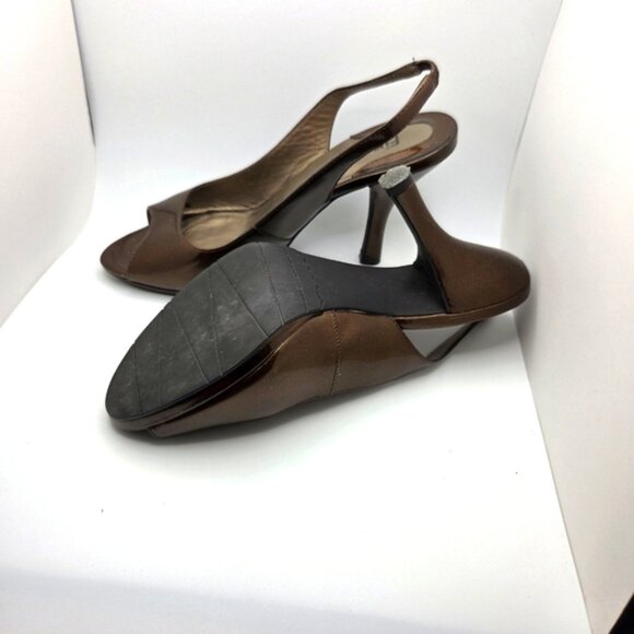 Brown Slingback PeepToe Heels - Picture 5 of 6